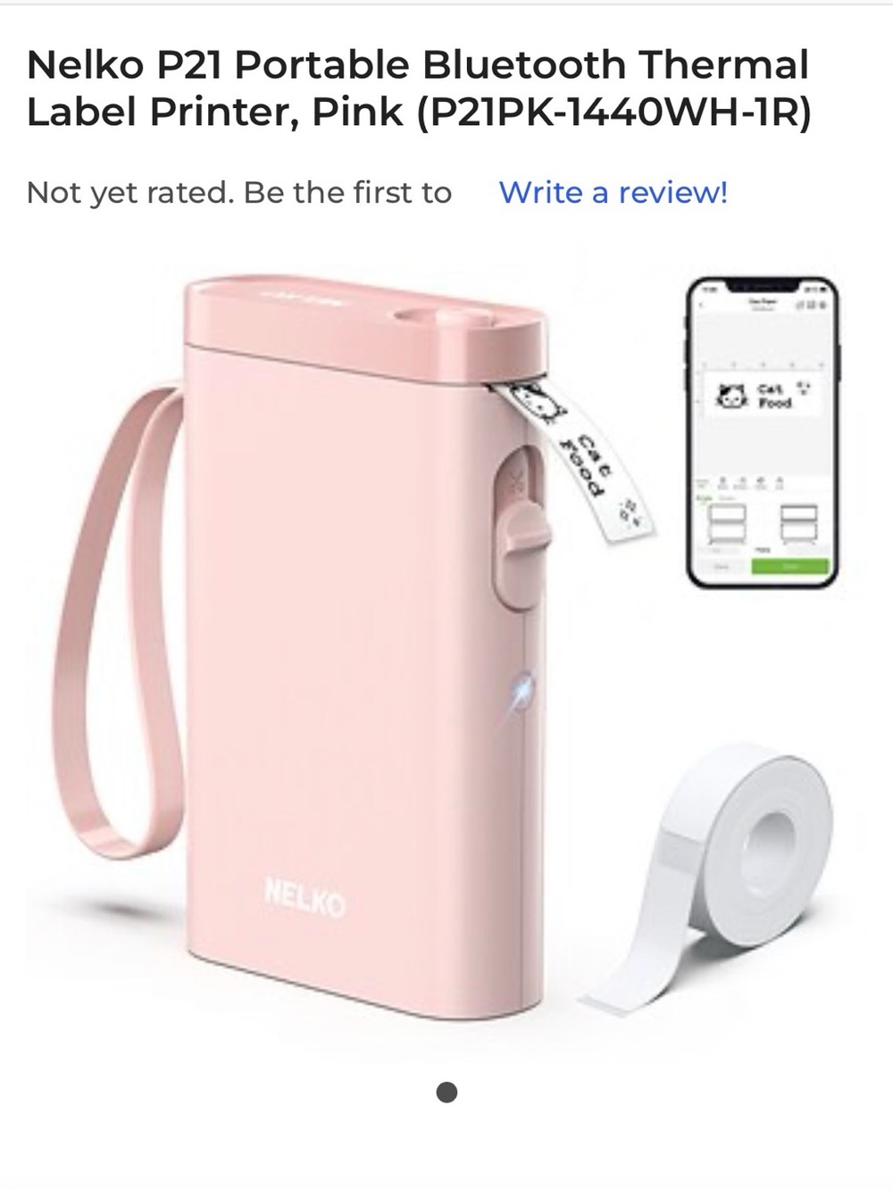 Nelko Pink Portable Bluetooth Thermal Label Printer - Compact Mobile Label Make